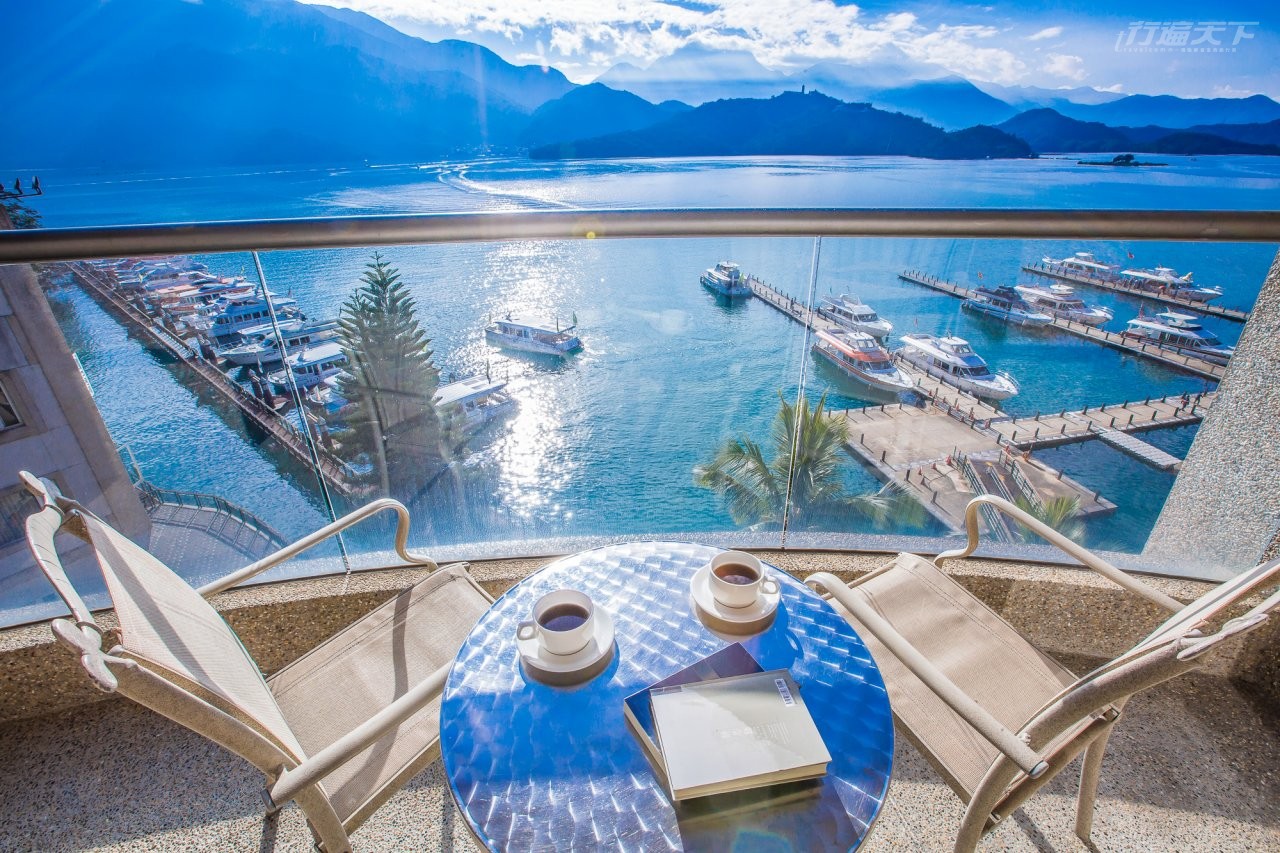 ▲一早醒來就能看見波光粼粼的日月潭湖景。